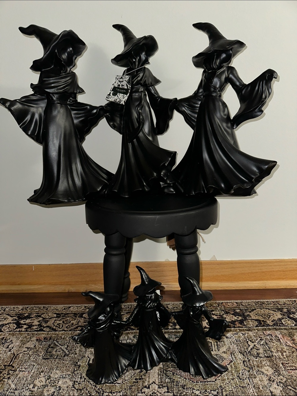 Black Witch Trio Decorative Figurines - Elegant Home Art Sculpture XL and small